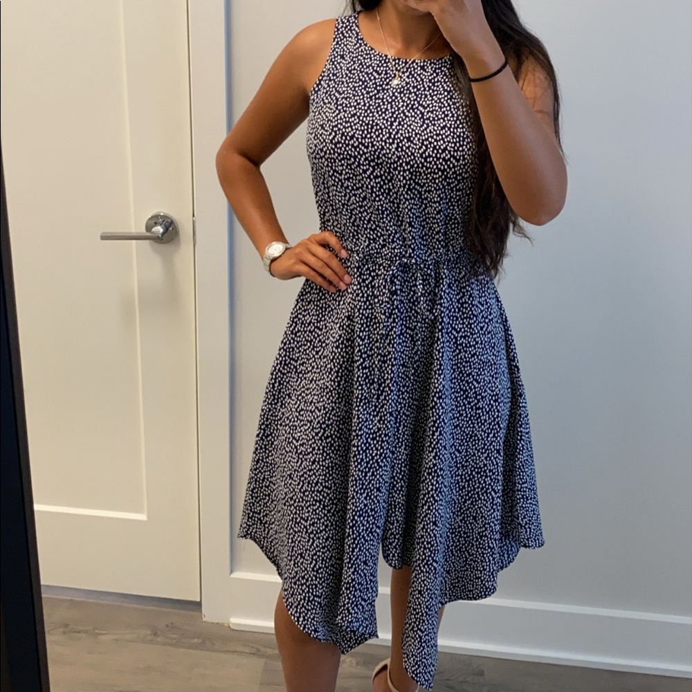 💗KARL LAGERFELD Navy Blue w White PolkaDots Dress